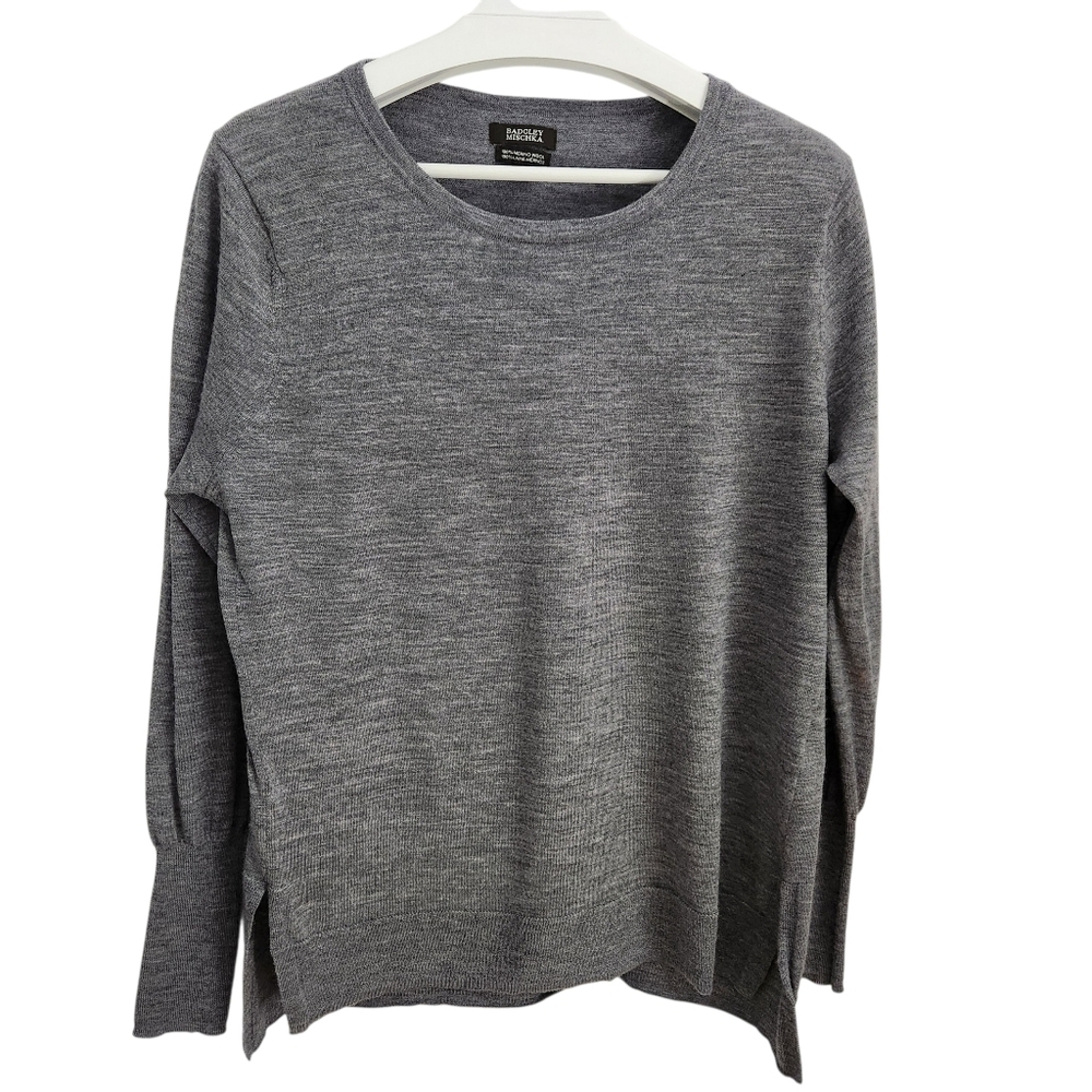 BADGLEY MISCHKA Grey 100% Merino Wool Lightweight Sweater xl - Picture 2 of 12